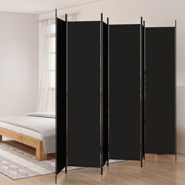 vidaXL Διαχωριστικό Δωματίου με 6 Πάνελ Μαύρο 300x220 εκ. από Ύφασμα