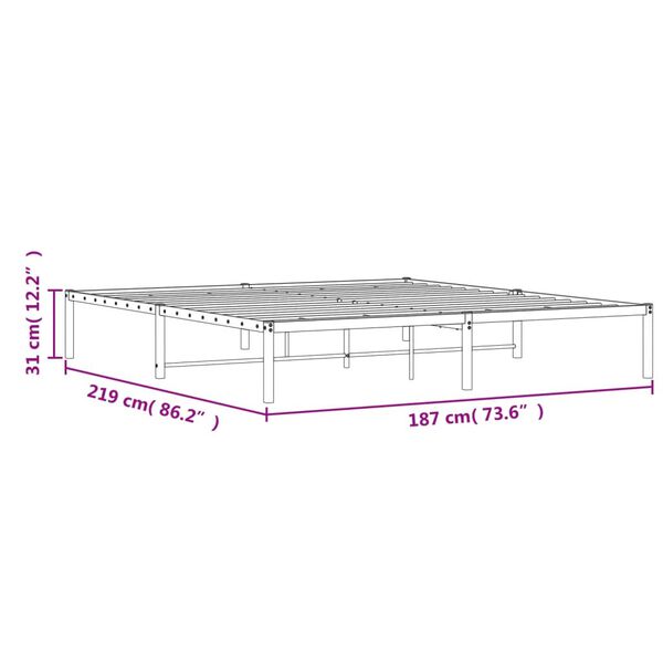 vidaXL Πλαίσιο Κρεβατιού Λευκό 183 x 213 εκ. Μεταλλικό