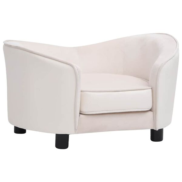 vidaXL Καναπές-Κρεβάτι Σκύλου Κρεμ 69x49x40 εκ. Βελουτέ/Συνθετ. Δέρμα