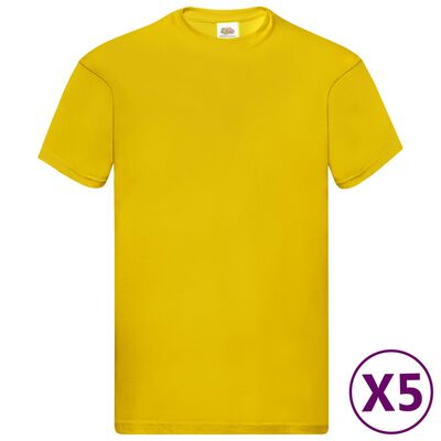 Fruit of the Loom T-shirt Original 5 τεμ. Κίτρινα S Βαμβακερά