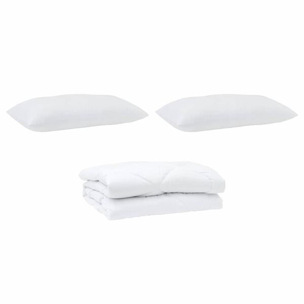vidaXL Πάπλωμα με μαξιλάρι 3 pcs Λευκό Μικροΐνες