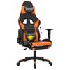 vidaXL Καρέκλα Gaming Μασάζ Υποπόδιο Μαύρο Πορτοκαλί Συνθετικό Δέρμα