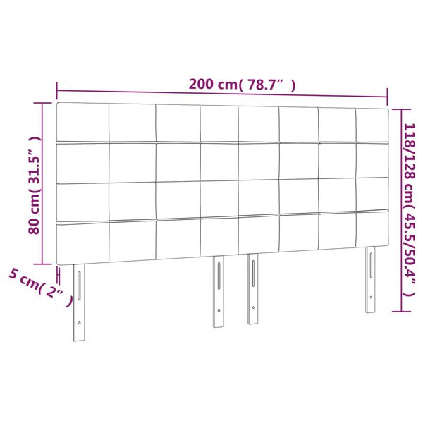 vidaXL Κεφαλάρι Κρεβατιού LED Μαύρο 200x5x118/128 εκ. Υφασμάτινο