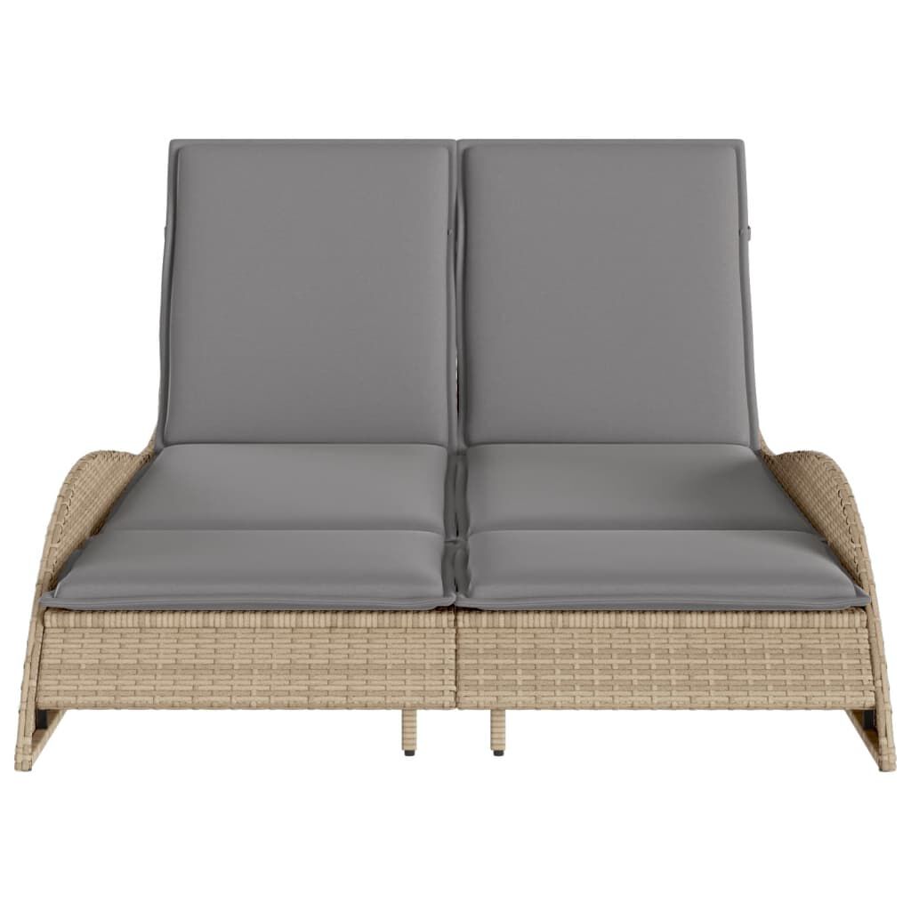 vidaXL Ξαπλώστρα Μπεζ 114x205x73 εκ. από Συνθετικό Ρατάν με Μαξιλάρι