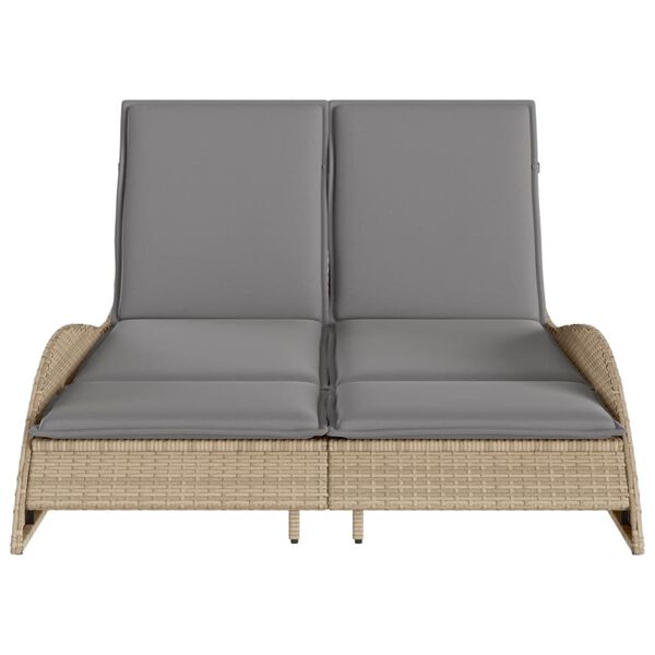 vidaXL Ξαπλώστρα Μπεζ 114x205x73 εκ. από Συνθετικό Ρατάν με Μαξιλάρι