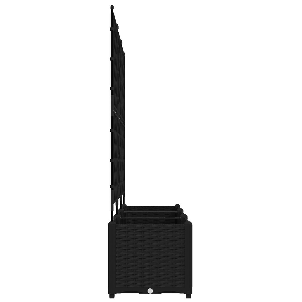 vidaXL Γλάστρα Κήπου με Τρέλλις 3 τμχ Μαύρη 120x40x143 εκ.