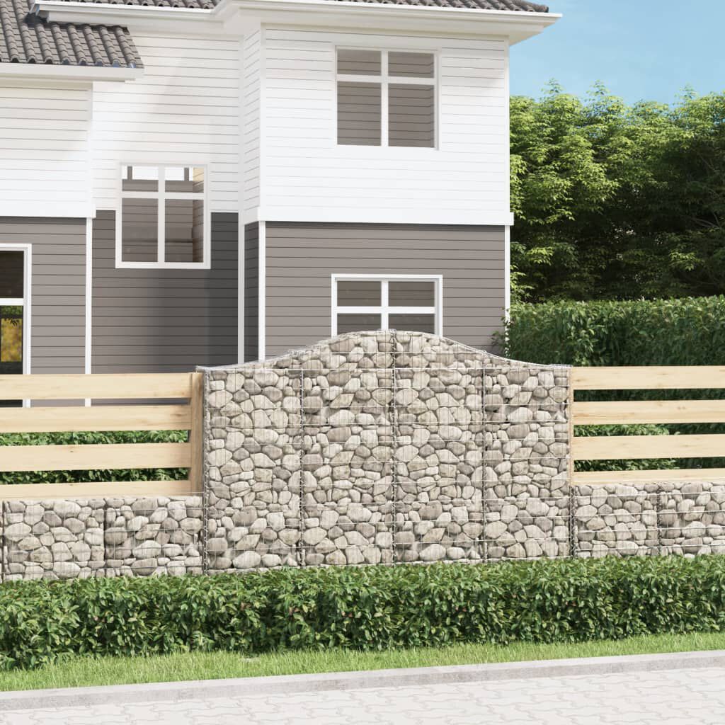 vidaXL Συρματοκιβώτια Τοξωτά 2 τεμ. 200x30x140/160 εκ. Γαλβαν. Ατσάλι