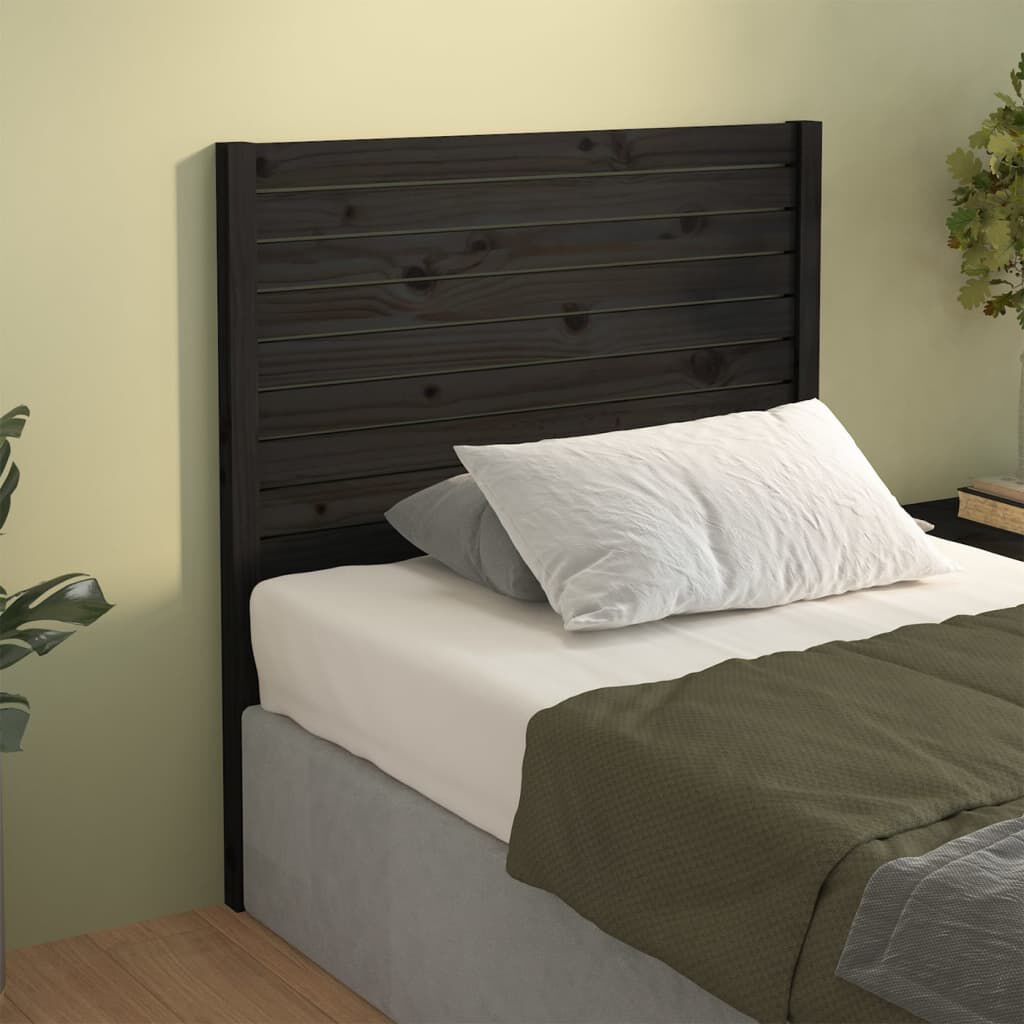 vidaXL Κεφαλάρι Κρεβατιού Μαύρο 96 x 4 x 100 εκ. από Μασίφ Ξύλο Πεύκου