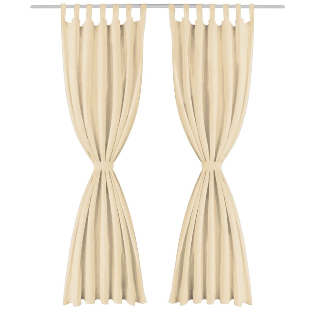 vidaXL Κουρτίνες με Θηλιές 2 τεμ. Μπεζ 140 x 225 εκ. από Microsatin