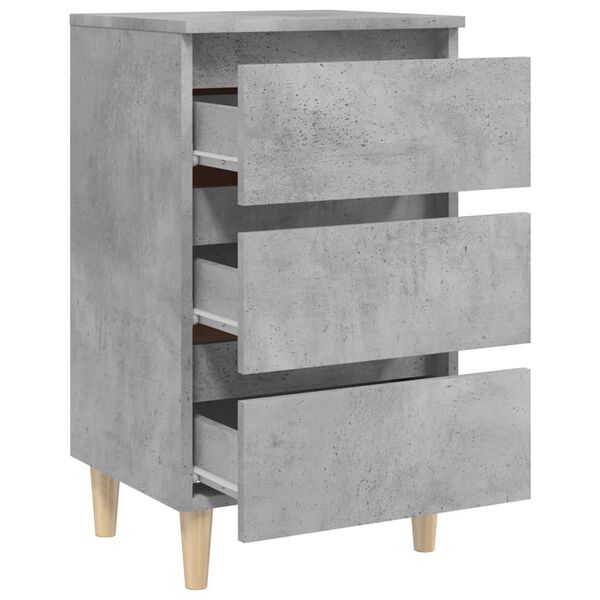vidaXL Κομοδίνο Γκρι Σκυροδέματος 40 x 35 x 69 εκ. Μασίφ Ξύλινα Πόδια