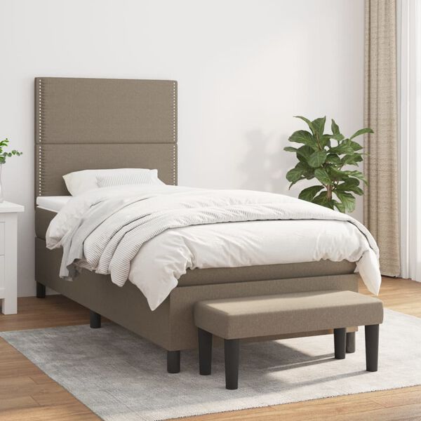 vidaXL &Kappa;&rho;&epsilon;&beta;ά&tau;&iota; Boxspring &mu;&epsilon; &Sigma;&tau;&rho;ώ&mu;&alpha; Taupe 100 x 200 &epsilon;&kappa;. &Upsilon;&phi;&alpha;&sigma;&mu;ά&tau;&iota;&nu;&omicron;