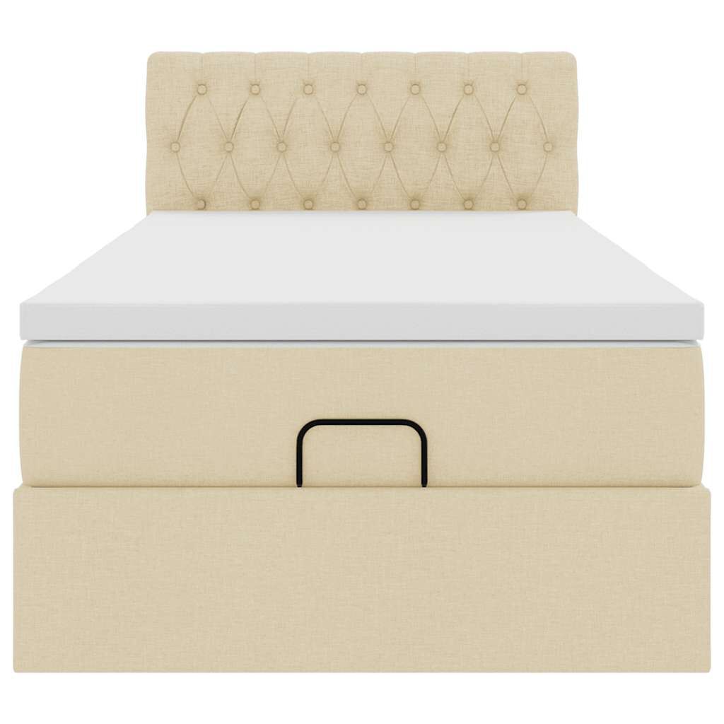vidaXL Οθωμανικό κρεβάτι με στρώμα Cream 90x200cm ύφασμα