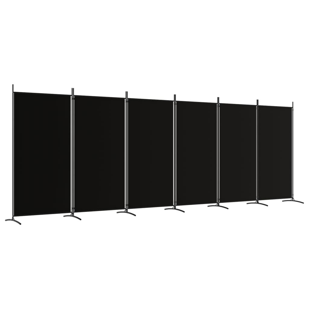 vidaXL Διαχωριστικό Δωματίου με 6 Πάνελ Μαύρο 520x180 εκ. από Ύφασμα