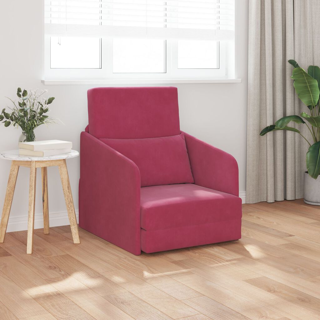 vidaXL Καθιστικό Κρεβάτι 2 σε 1 Μπορντό 65x80x83 εκ. Βελούδο