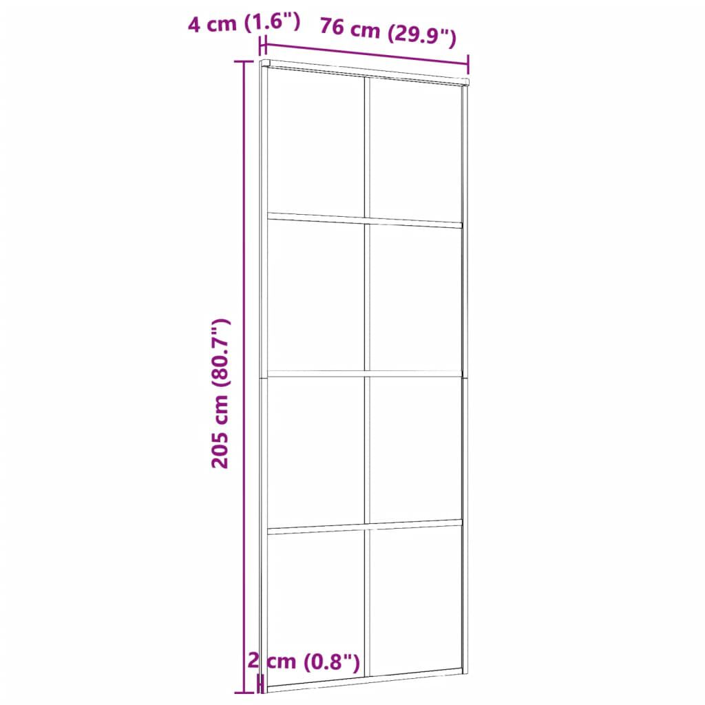 vidaXL Συρόμενη Πόρτα Μαύρη 76 x 205 εκ. Γυαλί ESG/Αλουμίνιο