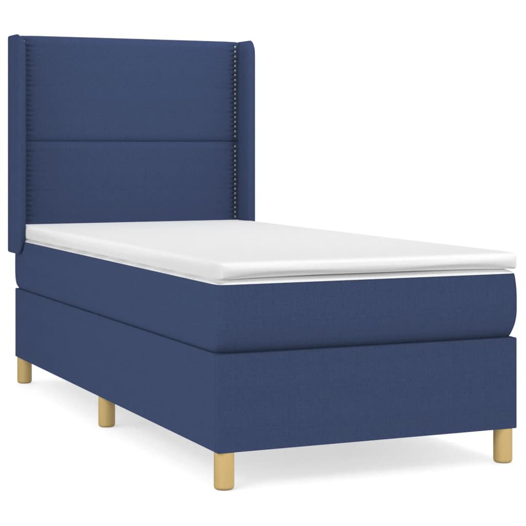 vidaXL Κρεβάτι Boxspring με Στρώμα Μπλε 100 x 200 εκ. Υφασμάτινο