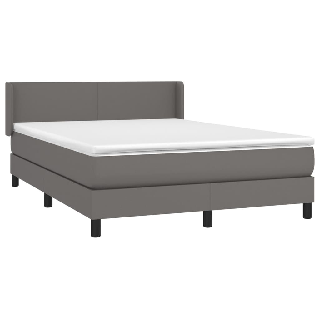 vidaXL Κρεβάτι Boxspring με Στρώμα Γκρι 140x190εκ. από Συνθετικό Δέρμα