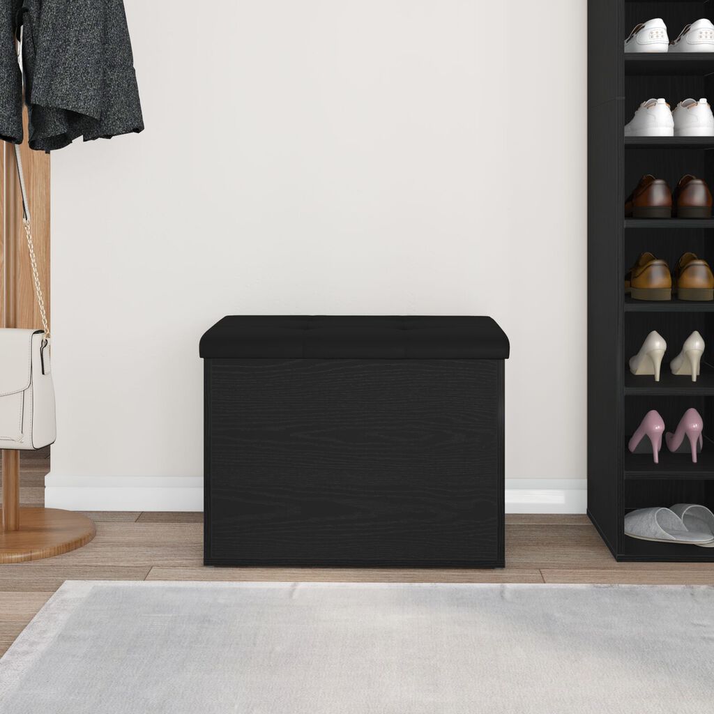 vidaXL Παγκάκι αποθήκευσης Μαύρο Δρυς 60x40x45 εκ. Επεξεργασμένο Ξύλο