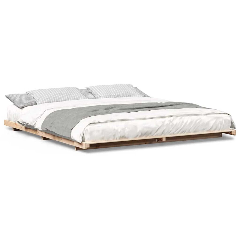 vidaXL Κρεβάτι δαπέδου Καφέ 180 x 200 cm Μασίφ ξύλο πεύκου