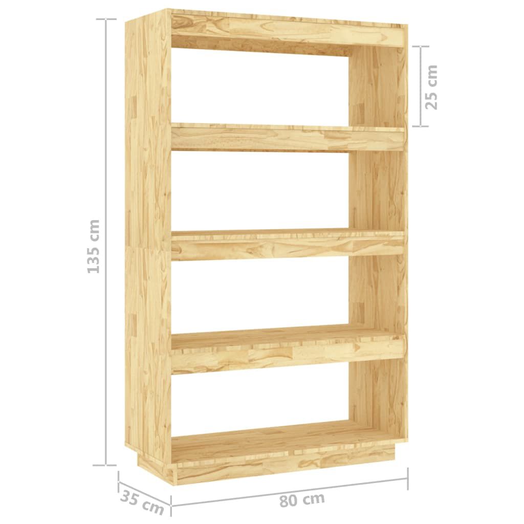 vidaXL Βιβλιοθήκη/Διαχωριστικό Χώρου 80x35x135 εκ. Μασίφ Ξύλο Πεύκου