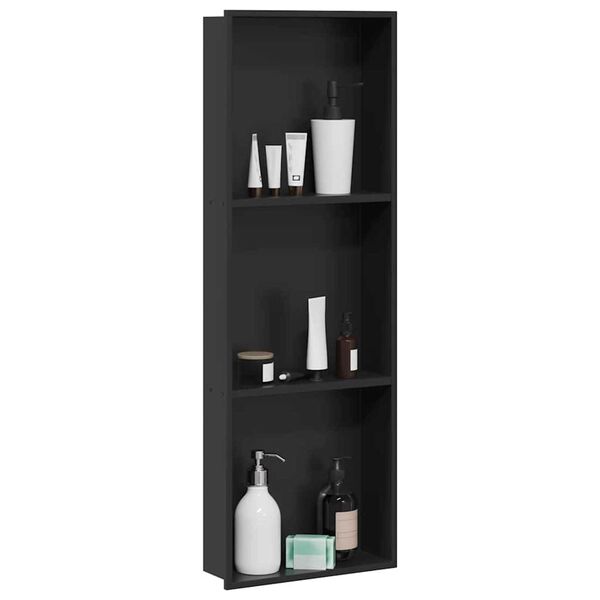 vidaXL Νίτσα Μπάνιου Μαύρο 90 x 30 x 9.5 εκ. Ανοξείδωτο ατσάλι