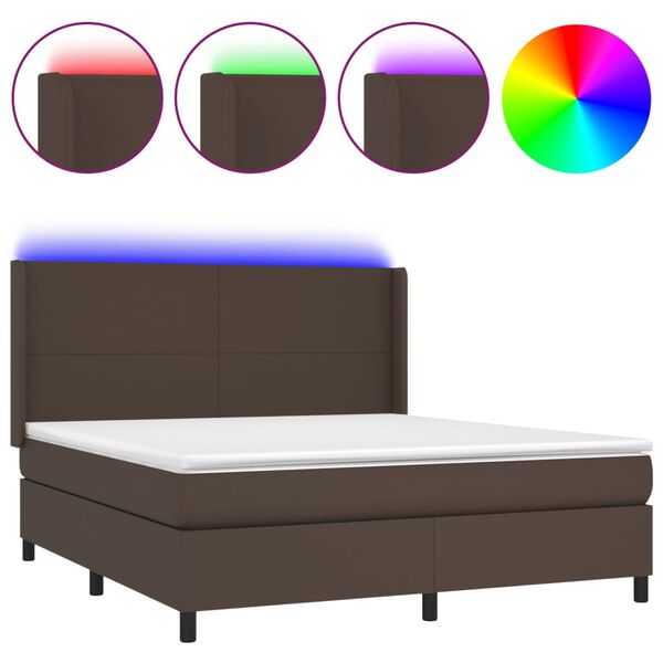 vidaXL &Kappa;&rho;&epsilon;&beta;ά&tau;&iota; Boxspring &mu;&epsilon; &Sigma;&tau;&rho;ώ&mu;&alpha; & LED &Kappa;&alpha;&phi;έ 180x200 &epsilon;&kappa;. &Sigma;&upsilon;&nu;&theta;. &Delta;έ&rho;&mu;&alpha;