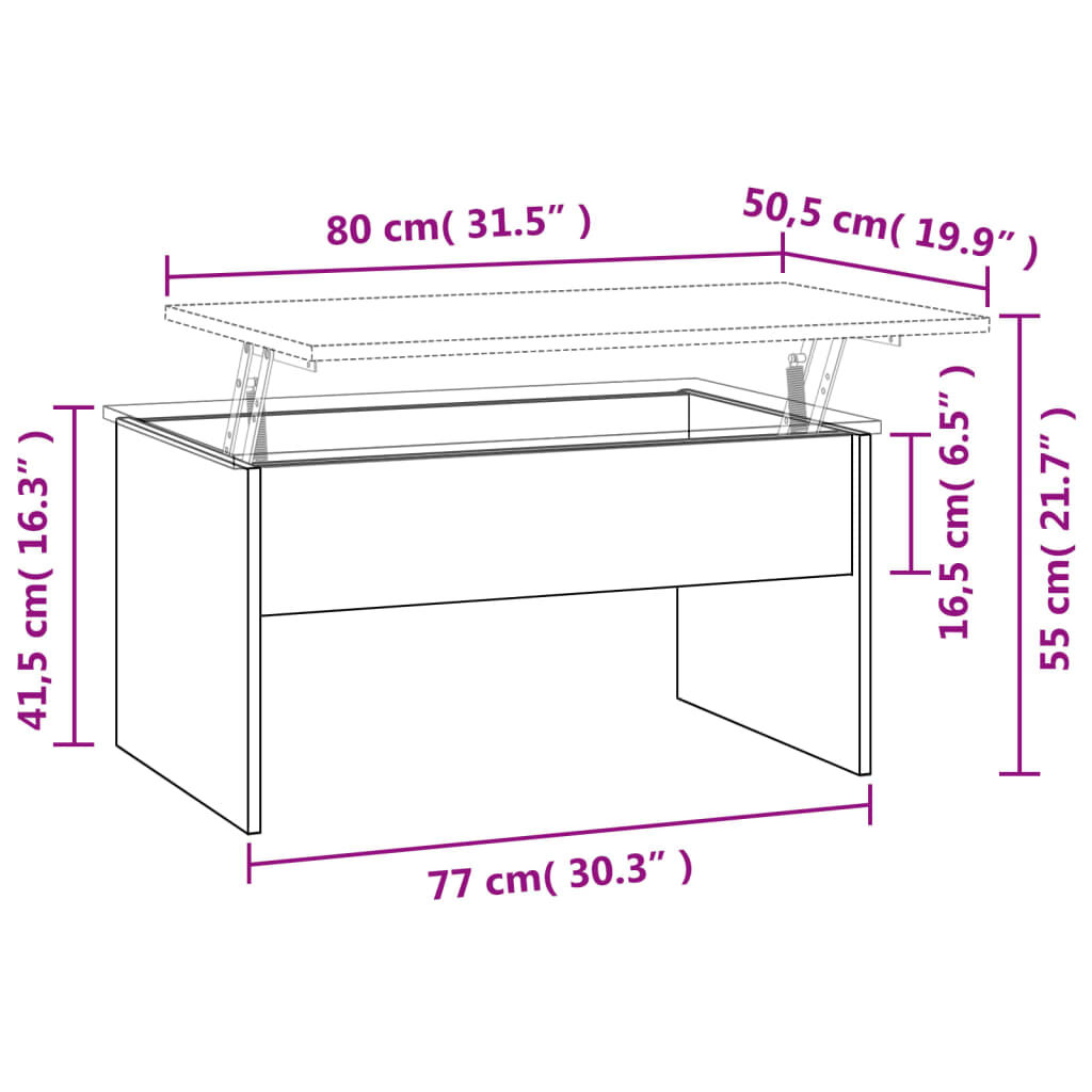 vidaXL Τραπεζάκι Σαλονιού Καπνιστή Δρυς 80x50,5x41,5 εκ. Επεξεργ. Ξύλο