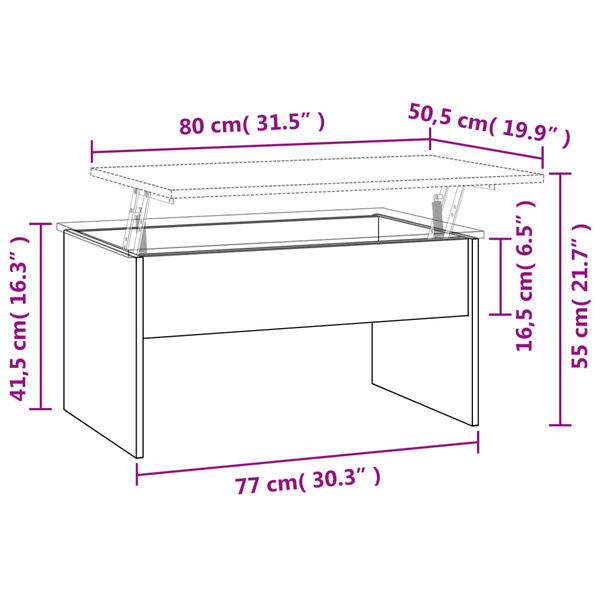 vidaXL Τραπεζάκι Σαλονιού Καπνιστή Δρυς 80x50,5x41,5 εκ. Επεξεργ. Ξύλο