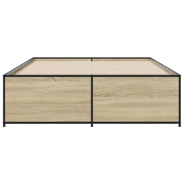 vidaXL Πλαίσιο Κρεβατιού Sonoma Δρυς 120x200 εκ. Επεξ. Ξύλο & Μέταλλο