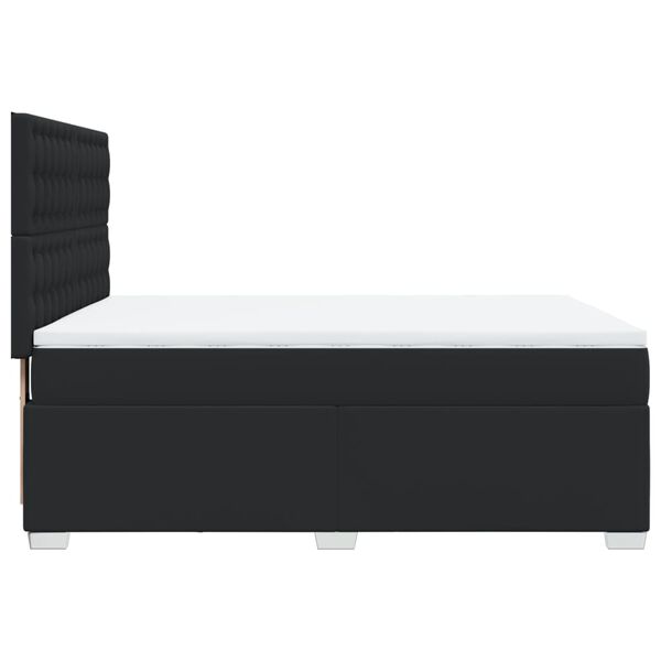 vidaXL Κρεβάτι Boxspring με Στρώμα Μαύρο 140x190εκ.από Συνθετικό Δέρμα