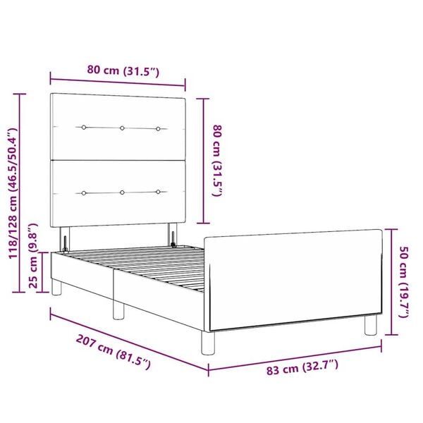 vidaXL Σκελετός Κρεβατιού με κεφαλάρι Ροζ 80 x 200 cm Βελούδο