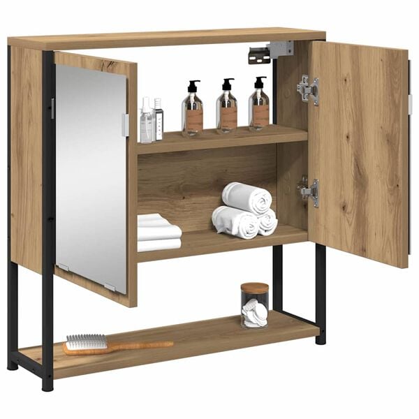 vidaXL Ντουλάπι μπάνιου με καθρέφτη artisan δρυς 60 x 16 x 60 εκ