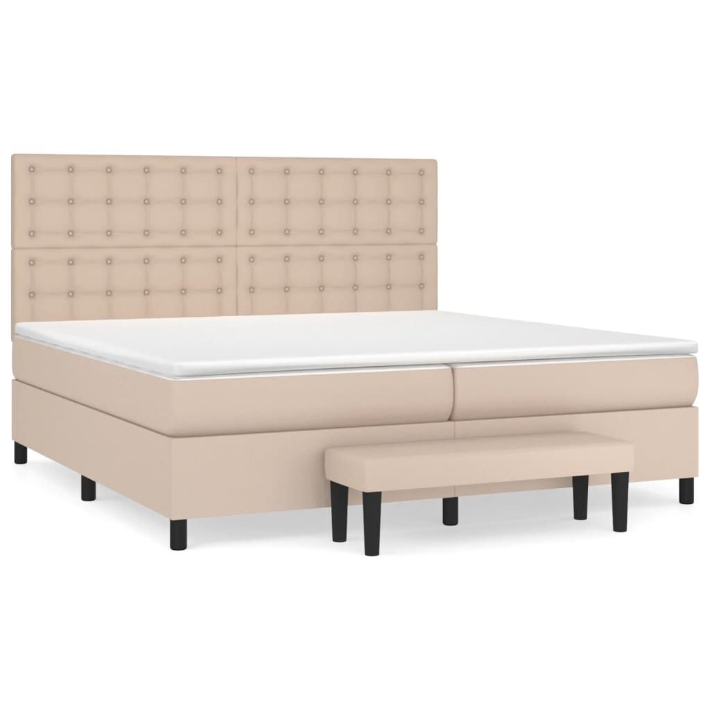 vidaXL Κρεβάτι Boxspring με Στρώμα Καπουτσίνο 200x200εκ.από Συνθ.Δέρμα