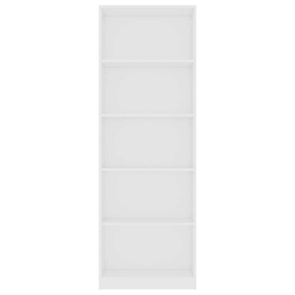 vidaXL Βιβλιοθήκη με 5 Ράφια Λευκή 60 x 24 x 175 εκ. από Επεξ. Ξύλο