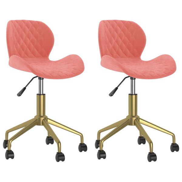 335034 vidaXL Swivel Dining Chairs 2 pcs Pink Velvet