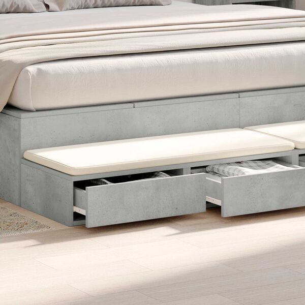 vidaXL Συρτάρια κρεβατιού Γκρι σκυροδέματος 180 x 36.5 x 16.5 εκ