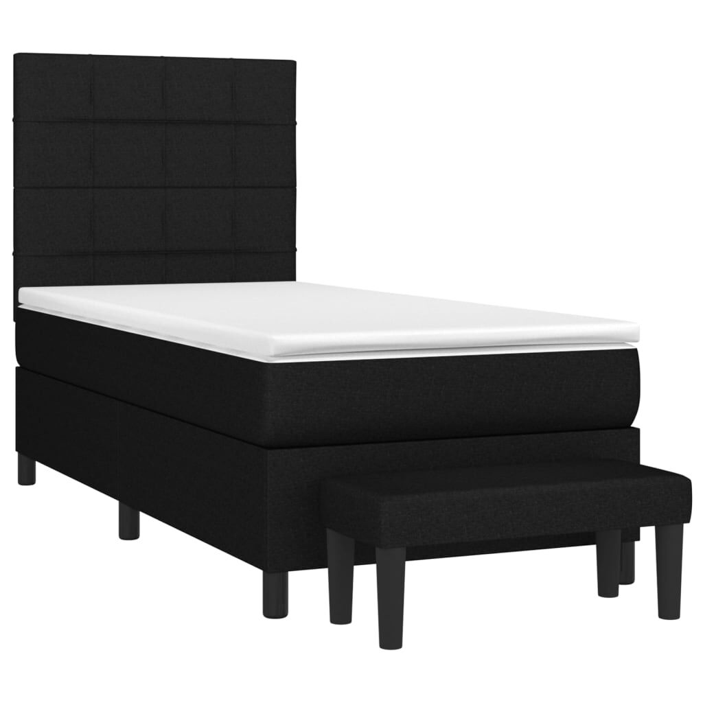 vidaXL Κρεβάτι Boxspring με Στρώμα Μαύρο 90x190 εκ.Υφασμάτινο