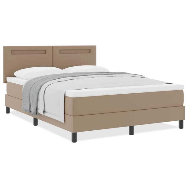 vidaXL Κρεβάτι με Στρώμα Καπουτσίνο 140 x 200 cm Τεχνητό δέρμα