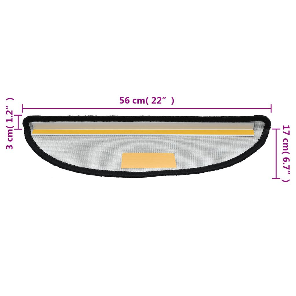 vidaXL Πατάκια Σκάλας 10 τεμ. Μαύρα 56 x 17 x 3 εκ.
