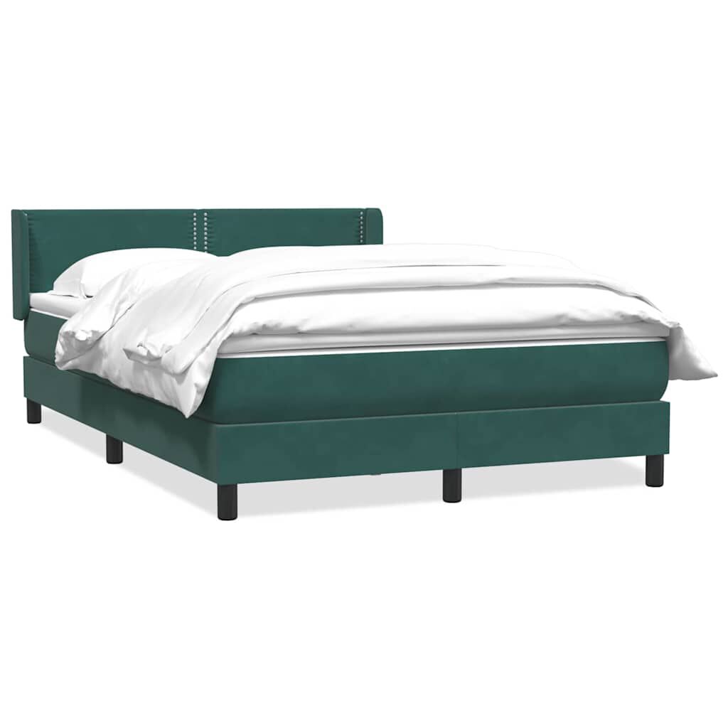 vidaXL Box Spring Κρεβάτι με στρώμα Σκούρο πράσινο 140x220cm Βελούδινο