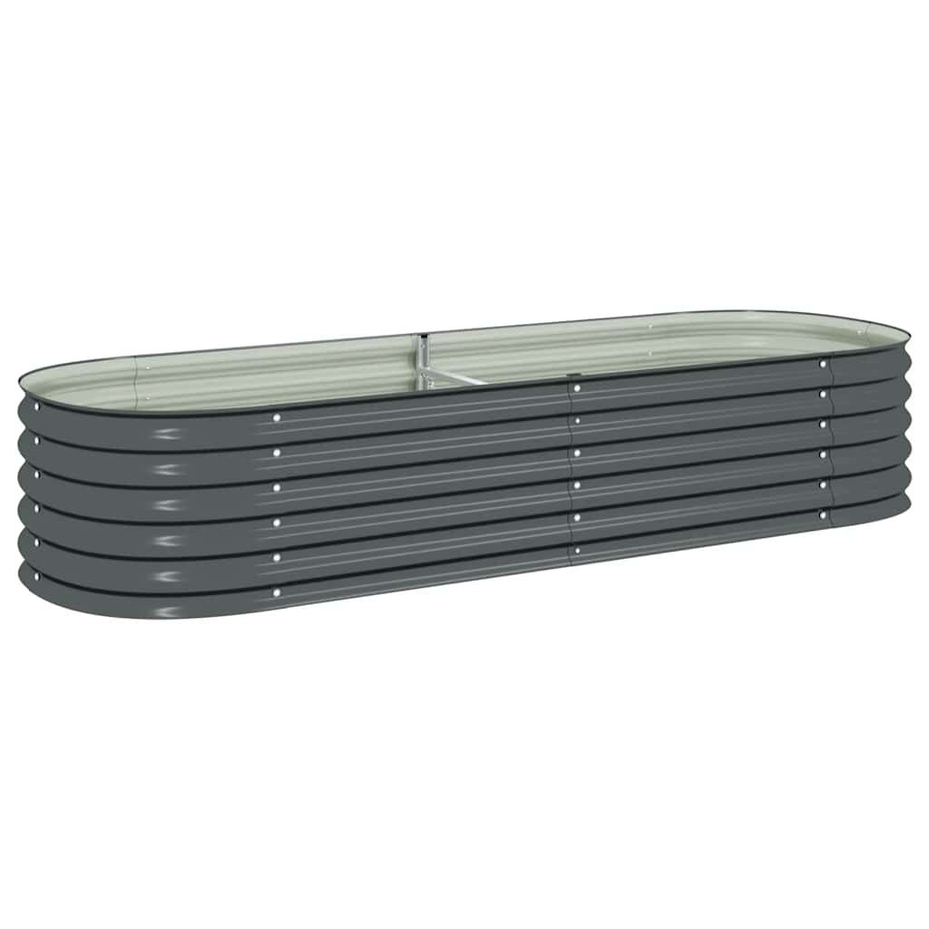 vidaXL Ζαρντινιέρα Υπερυψωμένη Γκρι 240x80x44 εκ. Γαλβανισμ. Χάλυβας
