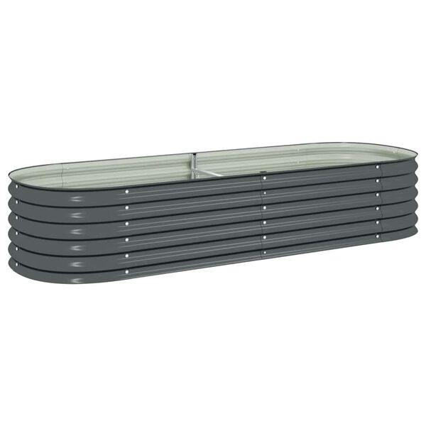 vidaXL Ζαρντινιέρα Υπερυψωμένη Γκρι 240x80x44 εκ. Γαλβανισμ. Χάλυβας