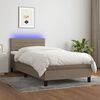 vidaXL &Kappa;&rho;&epsilon;&beta;ά&tau;&iota; Boxspring &mu;&epsilon; &Sigma;&tau;&rho;ώ&mu;&alpha; & LED Taupe 90x200 &epsilon;&kappa;. &Upsilon;&phi;&alpha;&sigma;&mu;ά&tau;&iota;&nu;&omicron;