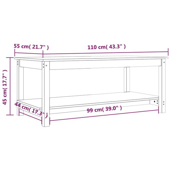 vidaXL Τραπεζάκι Σαλονιού Μαύρο 110x55x45 εκ. από Μασίφ Ξύλο Πεύκου