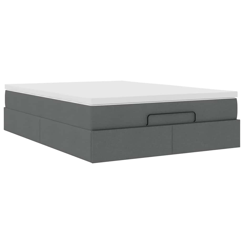 vidaXL Οθωμανικό κρεβάτι με στρώμα Σκούρο γκρι 140x200cm ύφασμα