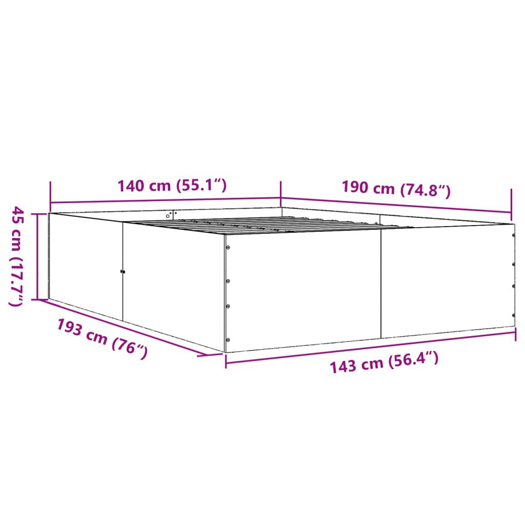 vidaXL Πλαίσιο Κρεβατιού Λευκό 140 x 190 εκ. Επεξεργασμένο Ξύλο
