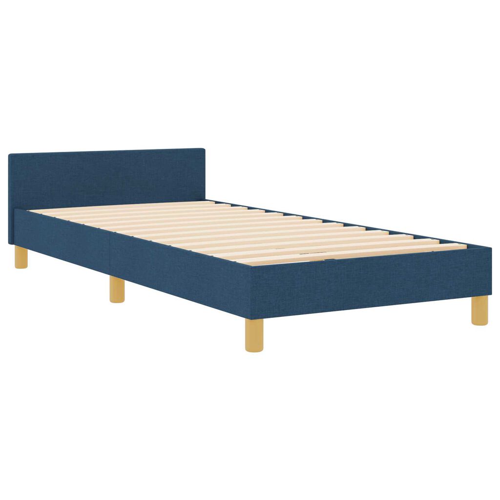 vidaXL Σκελετός Κρεβατιού με κεφαλάρι Μπλε 90 x 200 cm ύφασμα