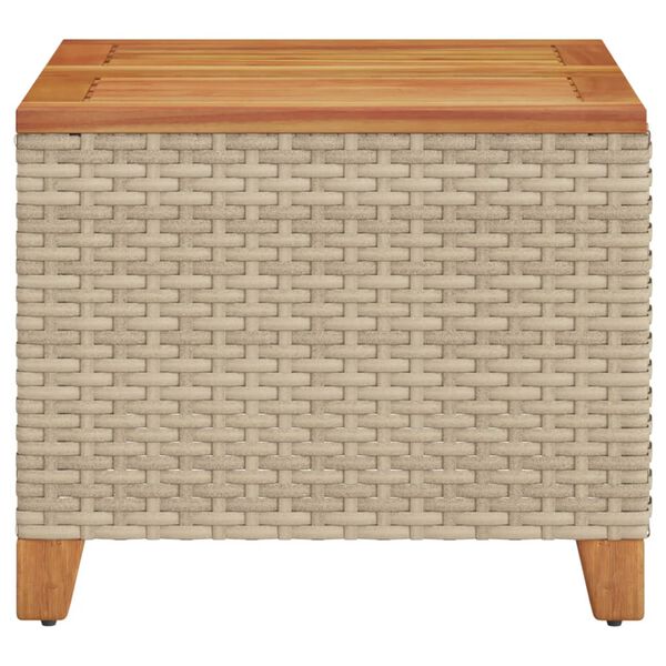 vidaXL Τραπέζι Κήπου Μπεζ 45x45x37 εκ. Συνθετικό Ρατάν/Ξύλο Ακακίας