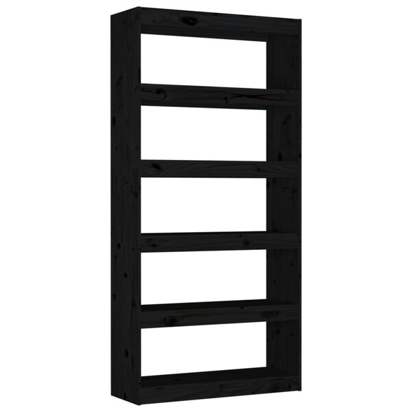 vidaXL Βιβλιοθήκη/Διαχωριστικό Χώρου Μαύρη 80x30x167,4 εκ. Μασίφ Πεύκο