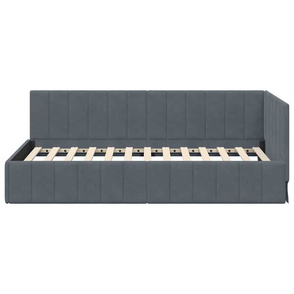 vidaXL Κρεβάτι Γωνίας με κεφαλάρι Σκούρο γκρι 100 x 200 cm Βελούδο